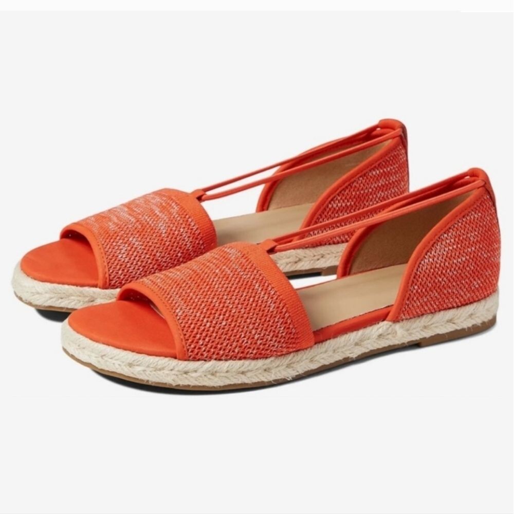 Eileen Fisher Mews Magma Melange Orange Stretch Espadrilles Flat Sandals Sz 10